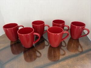 Set of 6 Noble Excellence Candy Apple 12oz Coffee/Tea Cups Mugs Red MM Germany